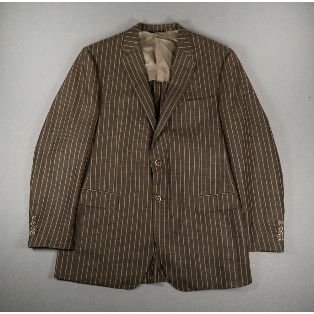 Samuelsohn Mens Blazer 46 Tall Wool Silk Linen Pinstripe Brown Sport Coat Canada